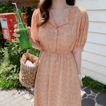 

Horse Girls Floral Plus Size New Mid Summer Dress Boho Party Chiffon Female Dress Print Short Sleeve Women Dresses Robe Vestido