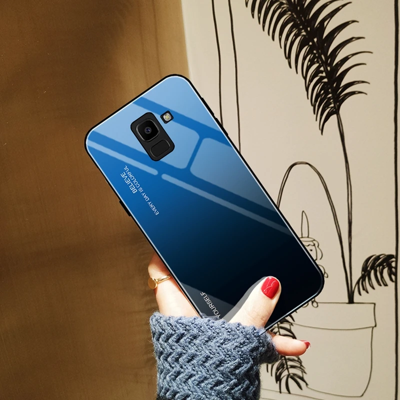 Для samsung Galaxy A9 A7 J3 J6 градиентный чехол закаленное Стекло Крышка для samsung Galaxy A6 A8 A60 J8 A7 M40 A50 A30