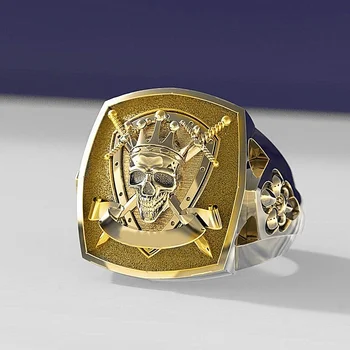 

Personality Fashion Warrior Symbol of Bravery Gold Rings Motorcycle Party Stainless Steel Skull Rings Punk Biker Rings Jewelry