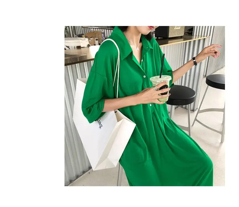 2020 new fashion graphic Print long shirts dress  Womens Short-Sleeve streetwear Fall cotton Dress jurk dames