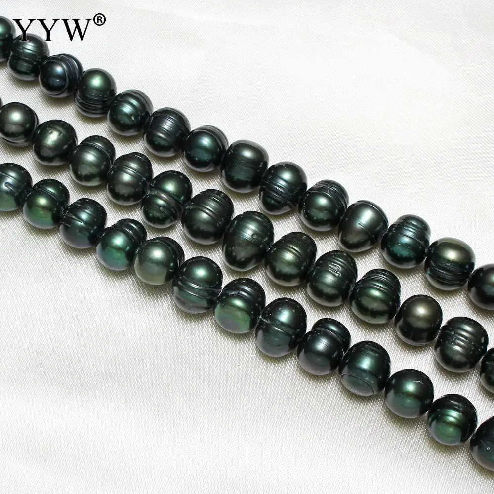 Natural Dark Green 10-11mm Loose Beads 15 Inch Potato Freshwater Pearl Beads For Make Jewelry Diy Bracelet Necklace Accessories