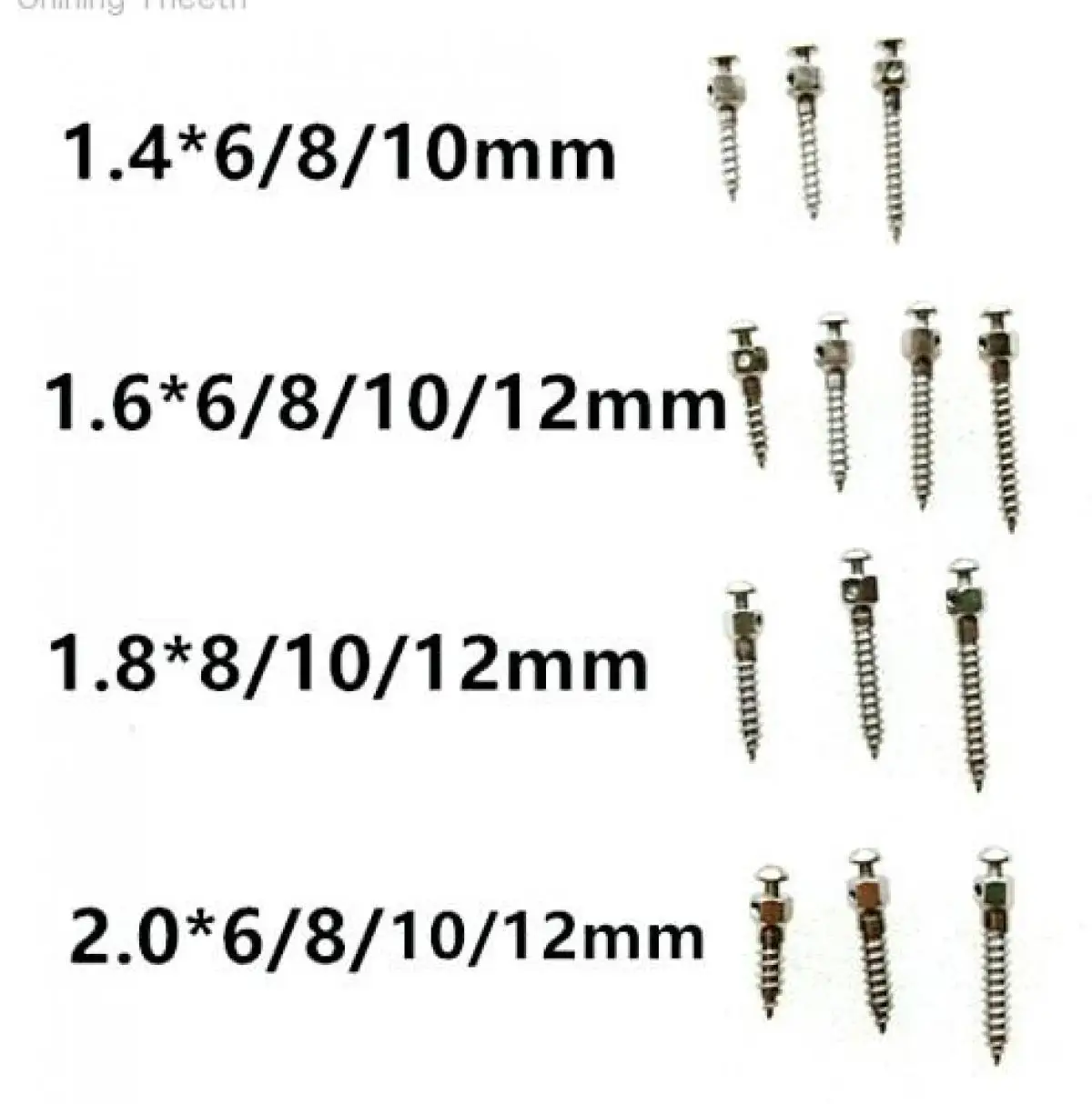 

10PCS Dental Micro Implant Mini Anchor Screws Self-Drilling Titanium Alloy 14size & Black Screwdriver