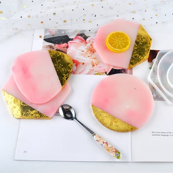 

4pcs Diy Geode Coaster Silicone Mold Epoxy UV Resin Molds Round hexagon Octagon Agate Resin Mold Jewelry Making Tools