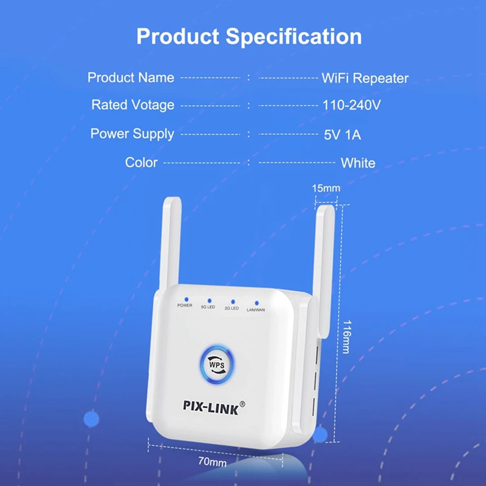 5G Wifi Repeater Wifi Extender 5ghz Wifi Amplifier 5 ghz Wireless Repeater Router Wi fi Booster 2.4G 5G Wi-Fi Signal Extender