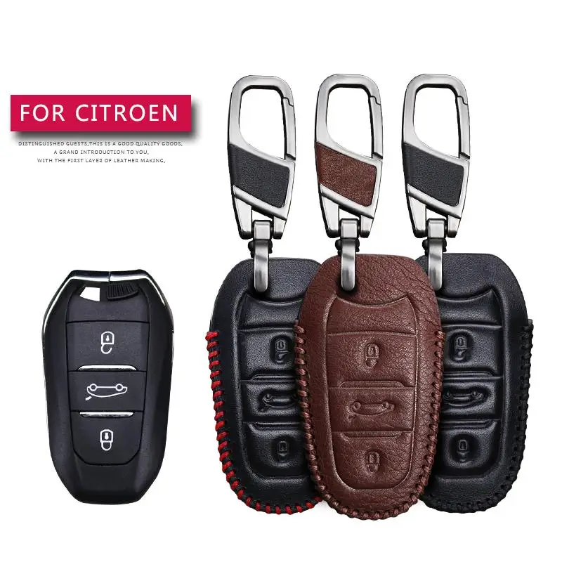 Leather Car Key Case Cover For Citroen C5 C6 C4L CACTUS C3XR DS Protection Shell Skin Bag Only | Автомобили и мотоциклы