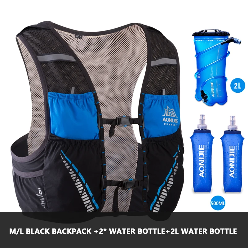 AONIJIE Hydration Pack Backpack Rucksack Bag Vest Harness Water Bladder Hiking Camping Running Marathon Race Climbing 5L Bag - Цвет: C933 Set A