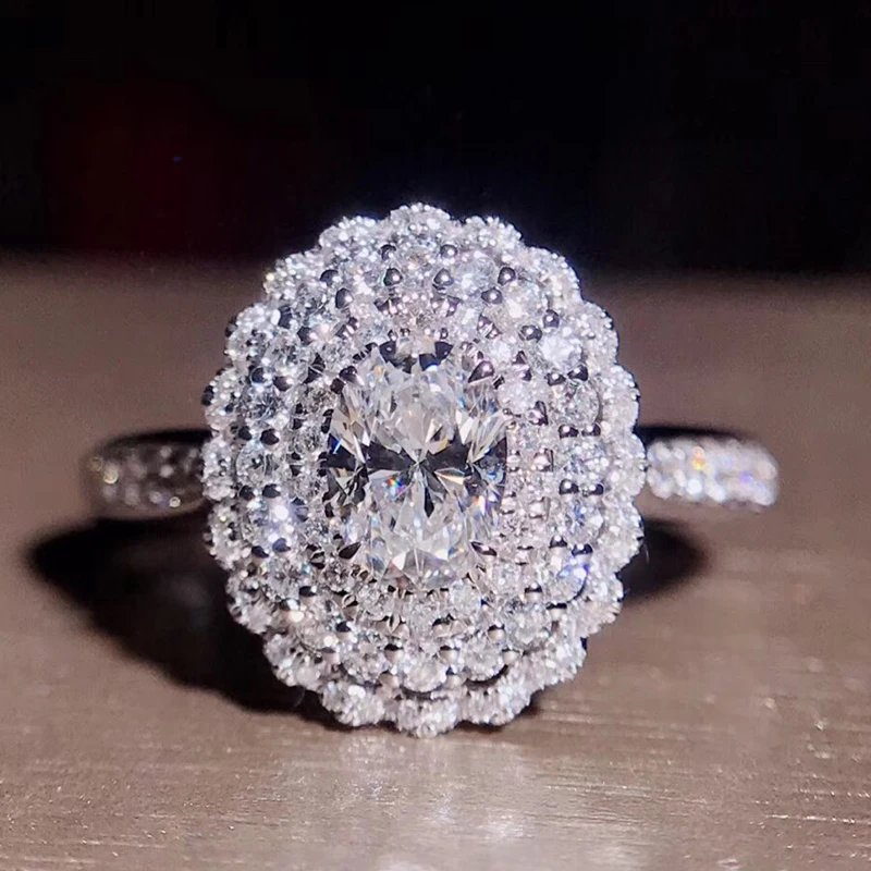 0.5ct 5 мм овальная огранка обручальное и Свадебное бриллиантовый солитер кольцо твердое Настоящее 18 к белое золото для женщин