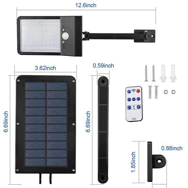 Top-48 Led Remote Solar Lights Adjustable Angle Security Night Light Wireless Motion Sensor Remote Control and 3 Lighting Modes