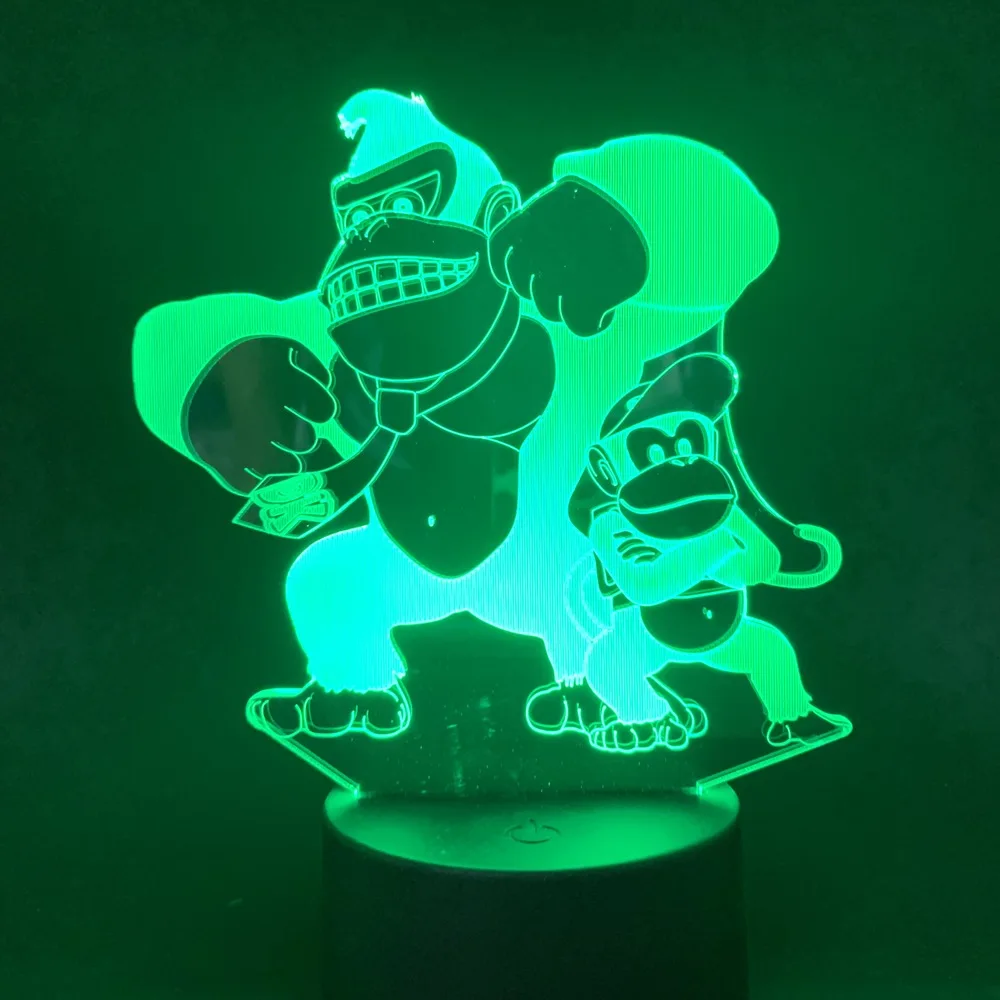 Игра Donkey Kong Monkey 3d ночник лампа для детей светодиодный настольная лампа для спальни 7/16 цветов Изменение на рождественский подарок