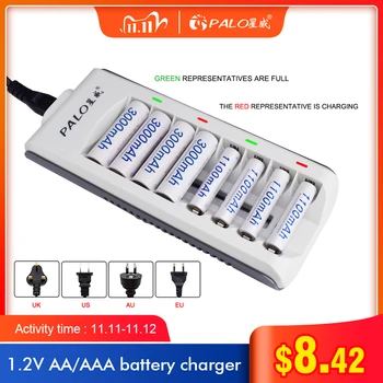 

PALO 8 slots nimh nicd battery smart charger fast charge with LED display for 1.2V aa aaa rechargeable battery Quick charger