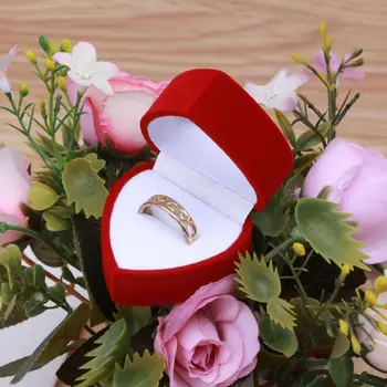 

Velvet Red Ring Wedding Jewelry Box for Engagement Proposal Jewelry Display Y3NE