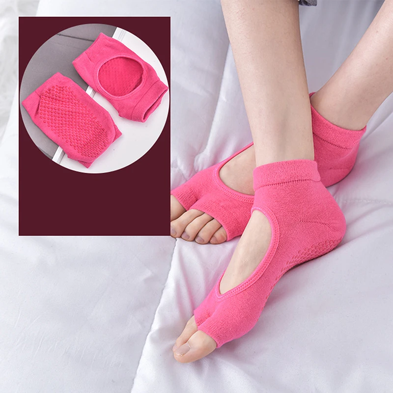 Calcetines antideslizantes de Yoga para mujer, calcetín de algodón deportivo de dos dedos, Pilates, Ventilación de secado rápido, zapatillas de Ballet profesional, calcetín de baile