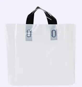 Однотонная пластиковая подарочная сумка большого размера для покупок сумочки для подарков для гостей вечеринки упаковочная сумка для пирог печенье пакет сумка с логотипом по индивидуальному заказу - Цвет: Белый