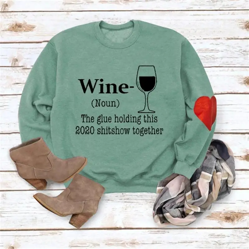 Women Letter Printed Sweatshirts Crew Neck Long Sleeve Pullovers Autumn Winter Casual Loose Outwear Sweatshirt Women