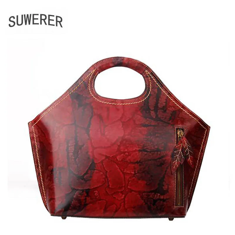 

SUWERER NEW famous brand cowhide leather shoulder bag women luxury handbags women bags Genuine Leather handbags real cowhide bag