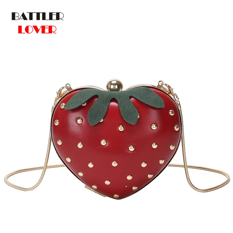 2020 Creative Design Fashion Women Shoulder Bag Strawberry Leather for Ladies Purse Female Round Bolsa Handbag Solid