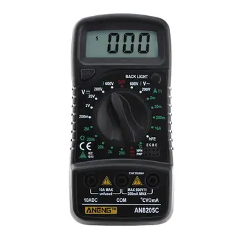 

AN8205C Digital Handheld Multimeter Portable AC/DC Voltmeter DC Ammeter Thermometer Temperature Tester Without Case #20