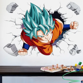 

3D Broken Hole Cartoon Dragon Ball Son Goku Character Wall Stickers Suitable For The Living Room Home Decor Art Posters