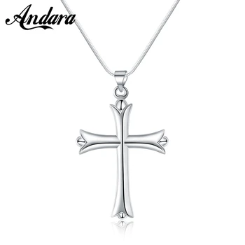 925 Sterling Silver Necklace Simple Fashion Cross Pendant Necklace Silver Chain For Women & Men Jewelry Gifts