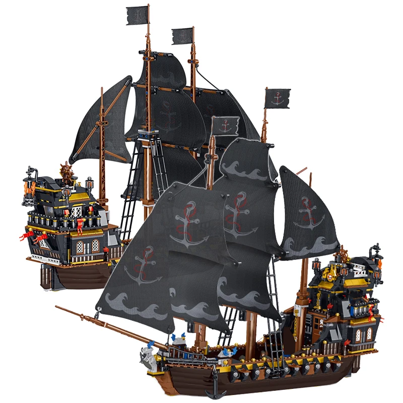 1334PCS Black Pearl Ship Boat Pirates Caribbean Building Blocks Figure Set