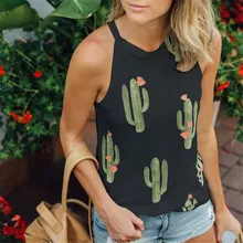 

CHYAOWU Bohemian Cactus Printed Loose Camis Top Women 2022 Summer Large Size Tank Tops Fashion Women's t-Shirt Clothing Wholsale