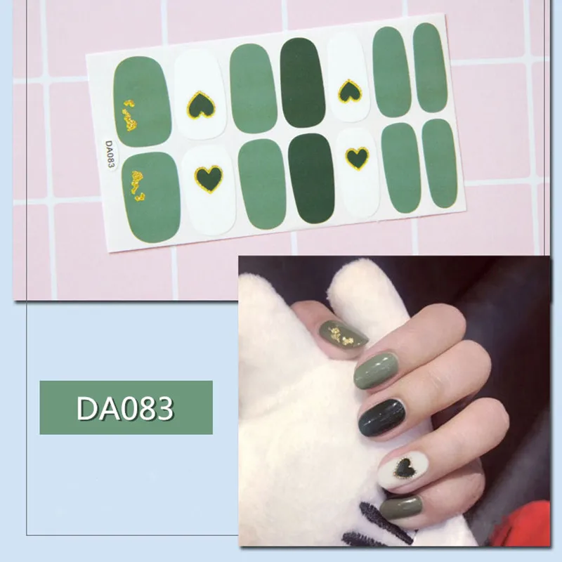1 лист, модный стикер для ногтей, 3D Водонепроницаемый смешанный дизайн, предварительно спроектированные наклейки для ногтей, s клей, сделай сам, обертывания, наклейки, маникюрные инструменты - Цвет: DA083