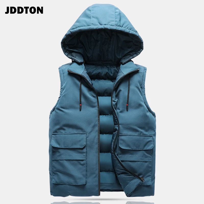 JDDTON, новинка, мужские жилеты с капюшоном, одноцветные толстовки, пальто, Осень-зима, кардиган, Повседневный, свободный, в стиле хип-хоп, мужская мода, уличная одежда, JE301