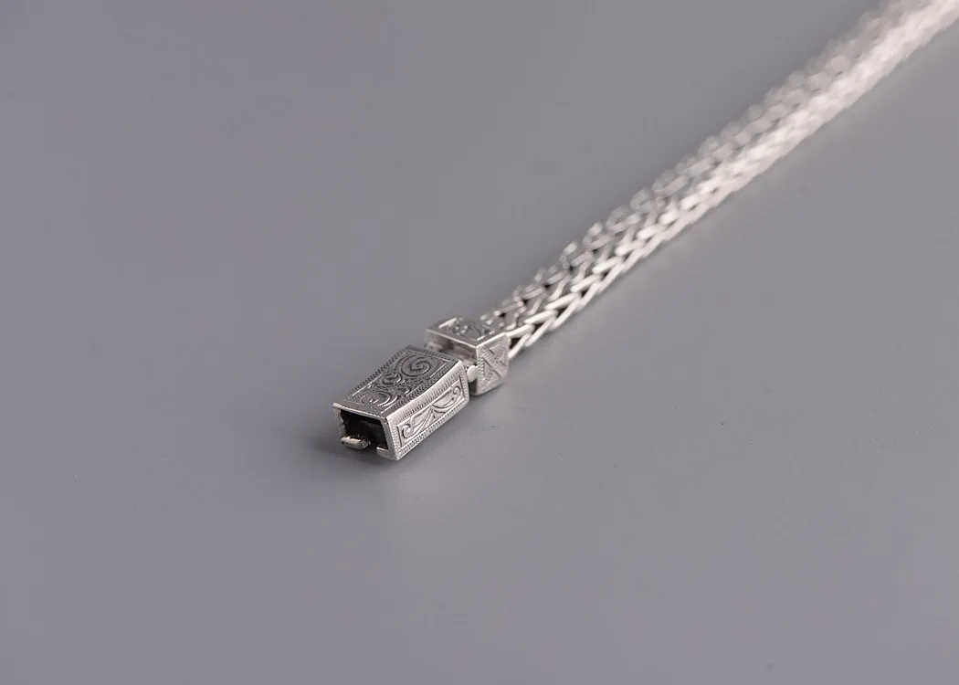 New real S925 pure silver Thai silver bracelet for Man fashion silver hand-woven elephant insurance buckle men's bracelet