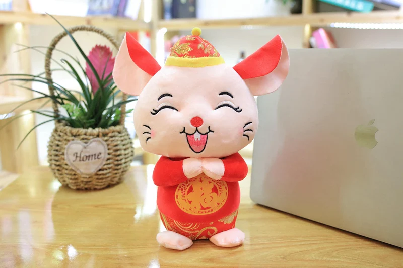 Год мышь год Kawaii Мини Китай Lucky Rat плюшевая мышь в Танг костюм мягкие игрушки китайский год вечерние украшения подарок
