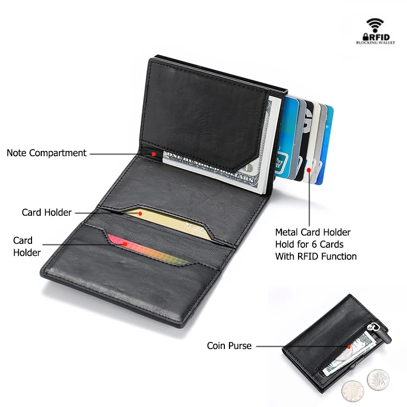 Bycobecy RFID PU кожаный чехол для карты одна коробка смарт-Кредитная карта держатель Новое поступление RFID портмоне карбоновый волоконный кошелек