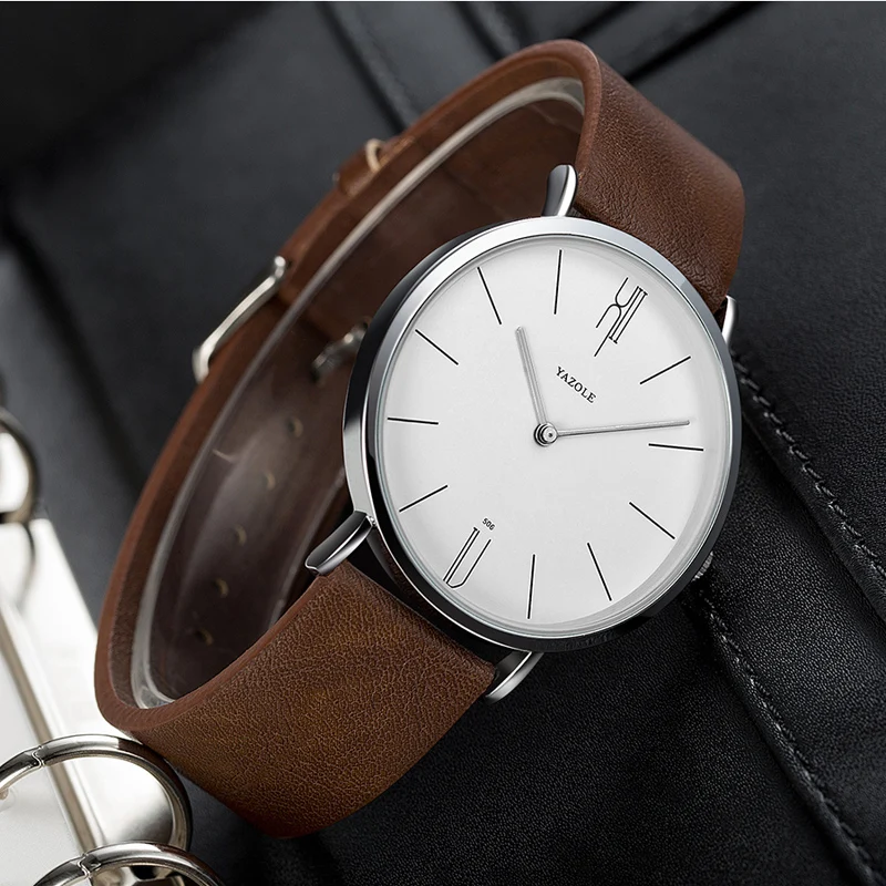 New Men's Watch Minimalist Modern Creative Quartz Watch For Men UltraThin Leather Casual Male Wristwatch Clock Relogio Masculino