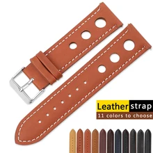 Trendy Genuine Leather Watch Strap Band 18mm 20mm 22mm 24mm Men Watchband With Stainless Steel Buckle Watch Accessories