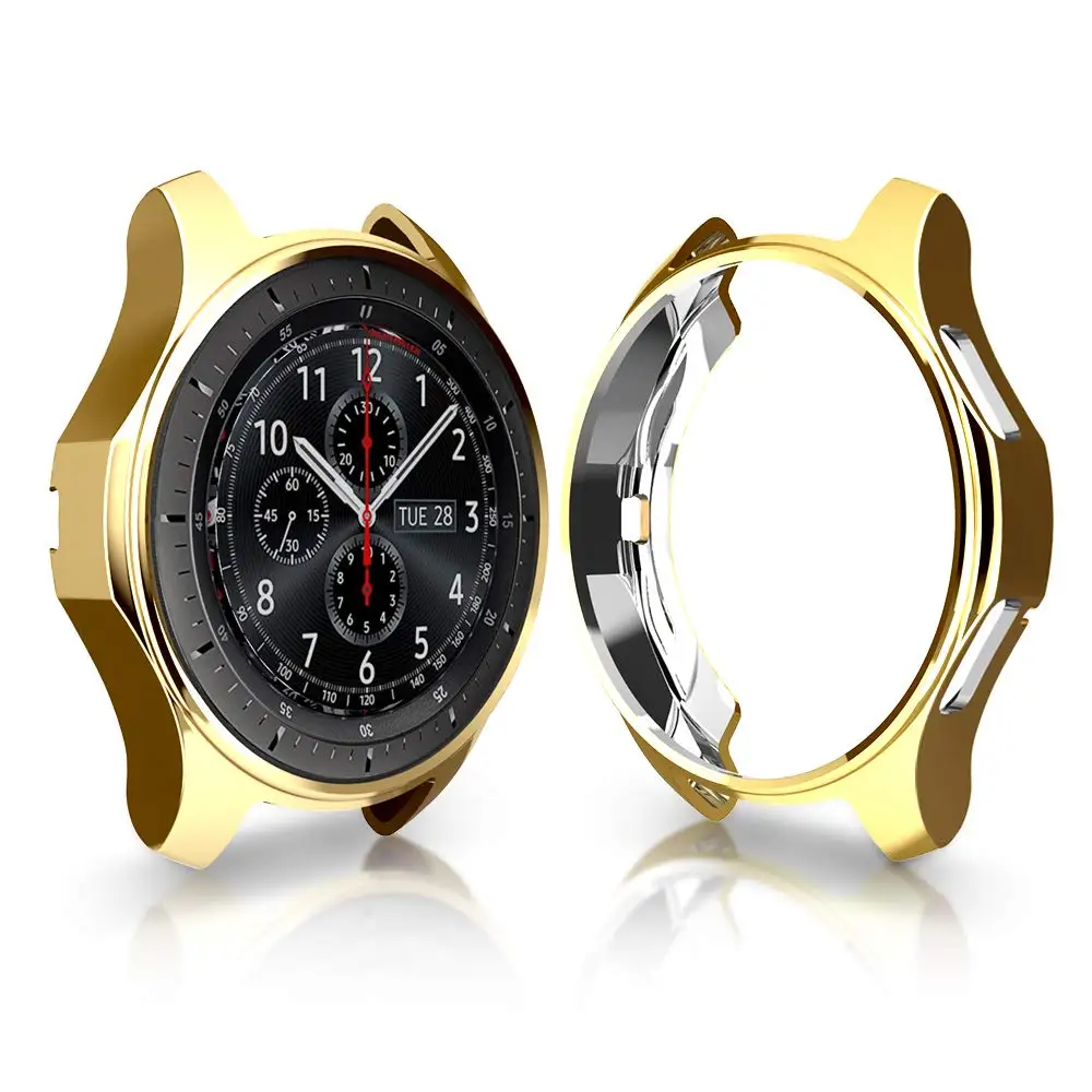 Мягкий ТПУ покрытием защитный чехол-Бампер протектор для samsung gear S3 Frontier SM-R760 и Galaxy Watch 46 мм SM-R800 Smartwatch Ac - Цвет: Gold