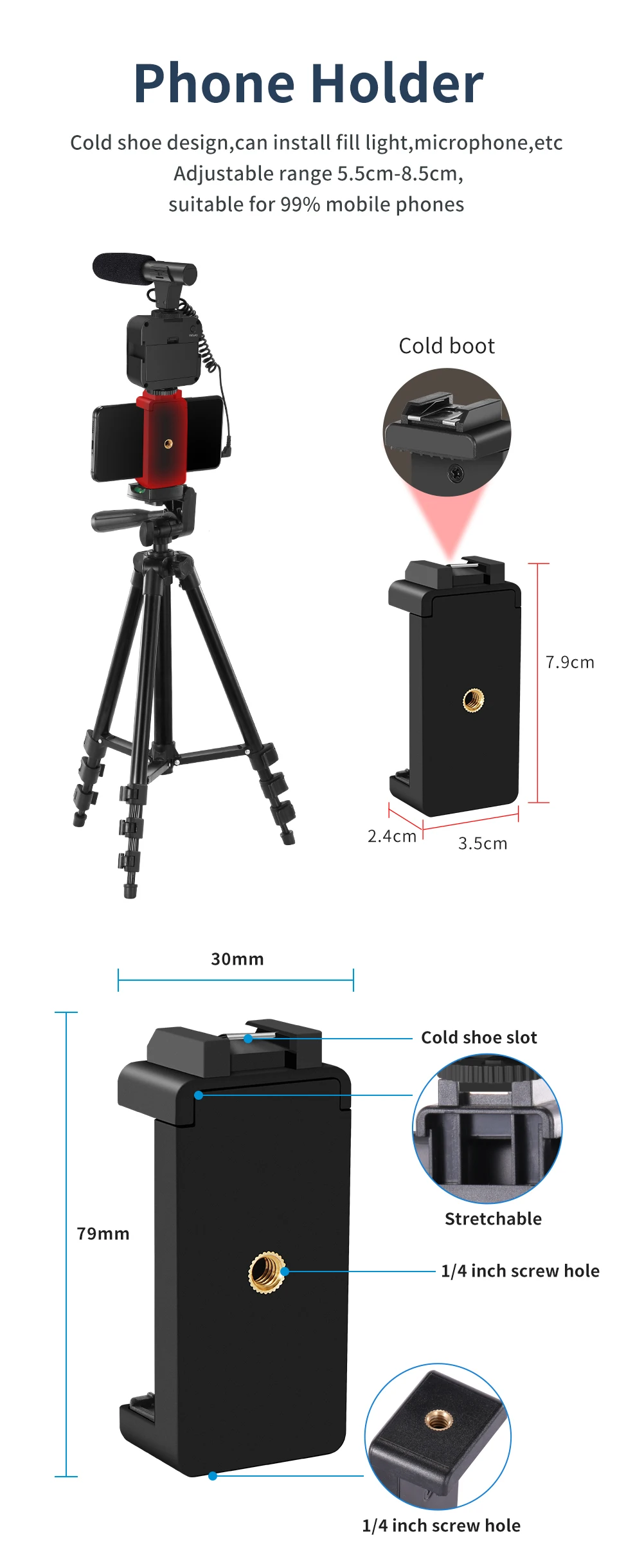 Jumpflash DSLR SLR Phone Vlog Tripod Vlogging Kits Live Selfie Fill Light Integration with Remote Control Microphone LED Light