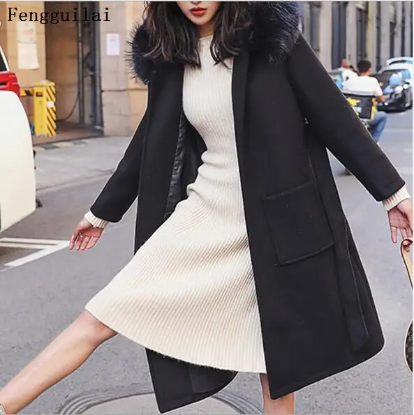 Женское шерстяное пальто повседневное длинное приталенное из искусственной