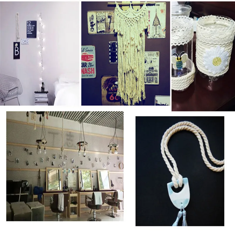 Шнур макраме из 100% хлопка трехслойная веревка ручной работы вязаная