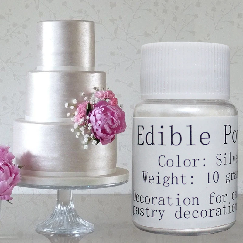 

Silver Edible Powder Cake Fondant Baking Glitter Edible Color Edible Dyes Dust Macaron Cream Food Coloring Ingredients 10g