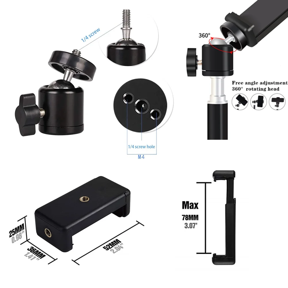 휴대폰 삼각대 스탠드 홀더 유연한 브이로그용 키트 셀카 Led 카메라, 스마트폰 휴대폰용 링 스탠드 삼각대