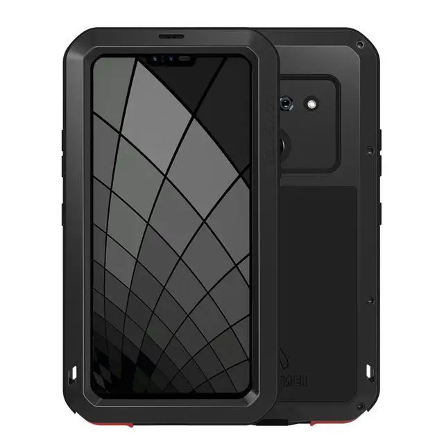 Мощный чехол Love Mei для Lg G8s Thinq 3, задняя камера, противоударный алюминиевый/металлический чехол для телефона из закаленного стекла Gorilla - Цвет: Черный