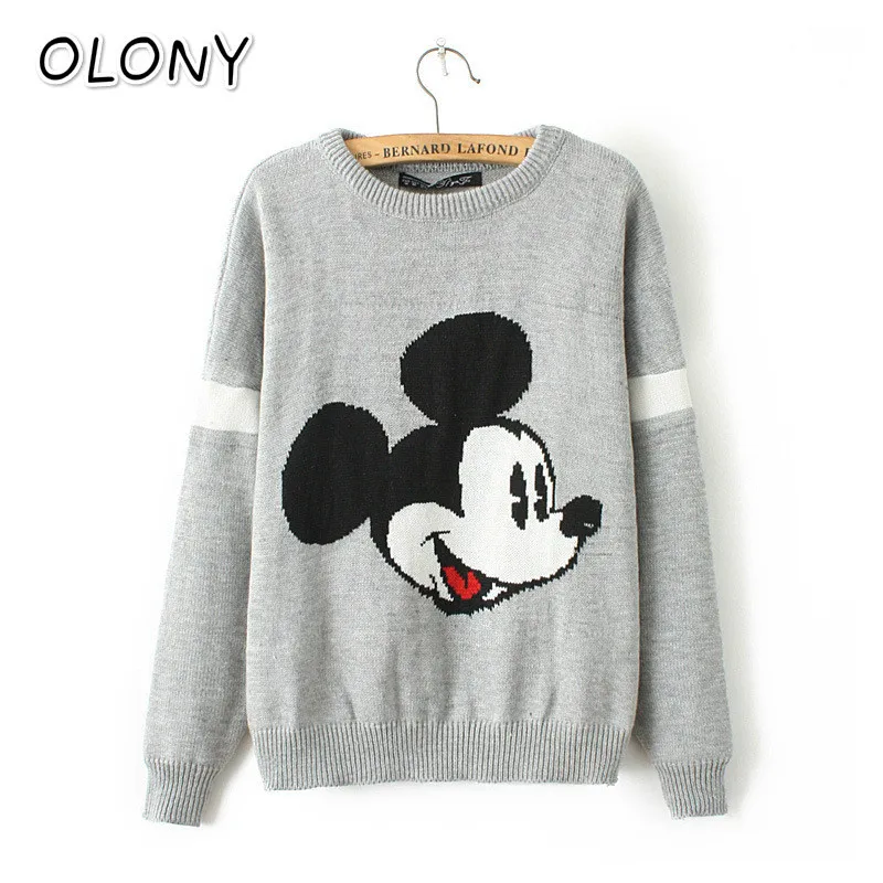 

Winter 2019 Women's Sweaters With Tight Sleeves Loosened Collars And Mickey Women's Cloth
