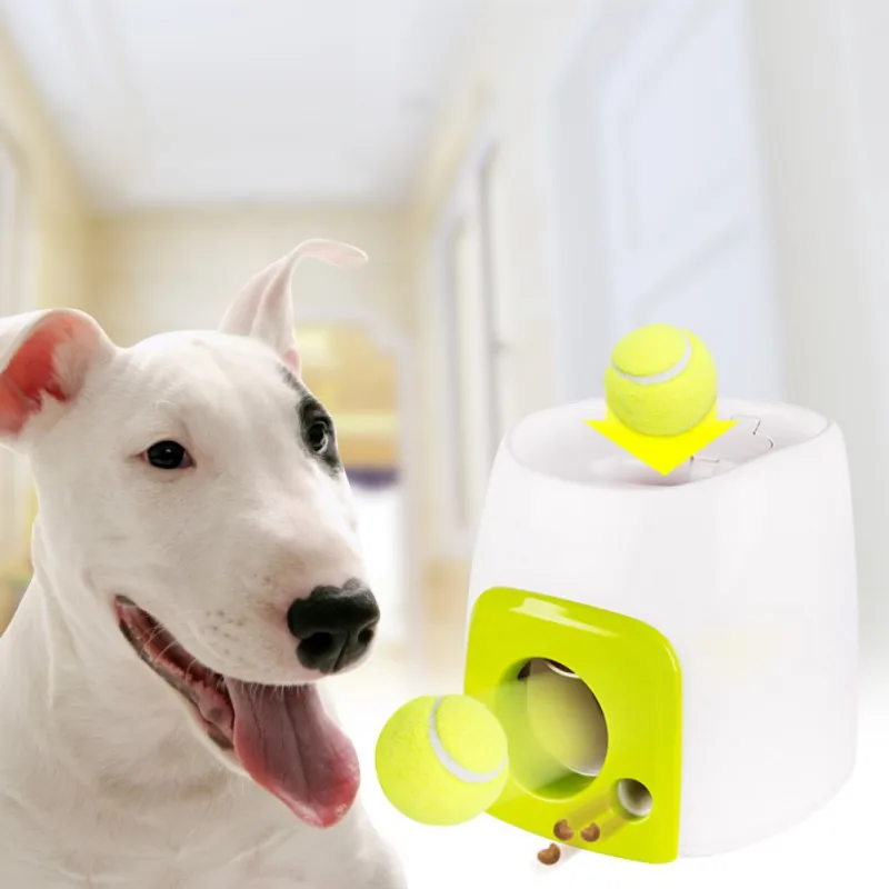 

Pet Dogs 2 in 1 Interactive Fetch Ball Tennis Launcher Dog Pet Toys Throwing Training Machine Pet Ball Throw Device Emission