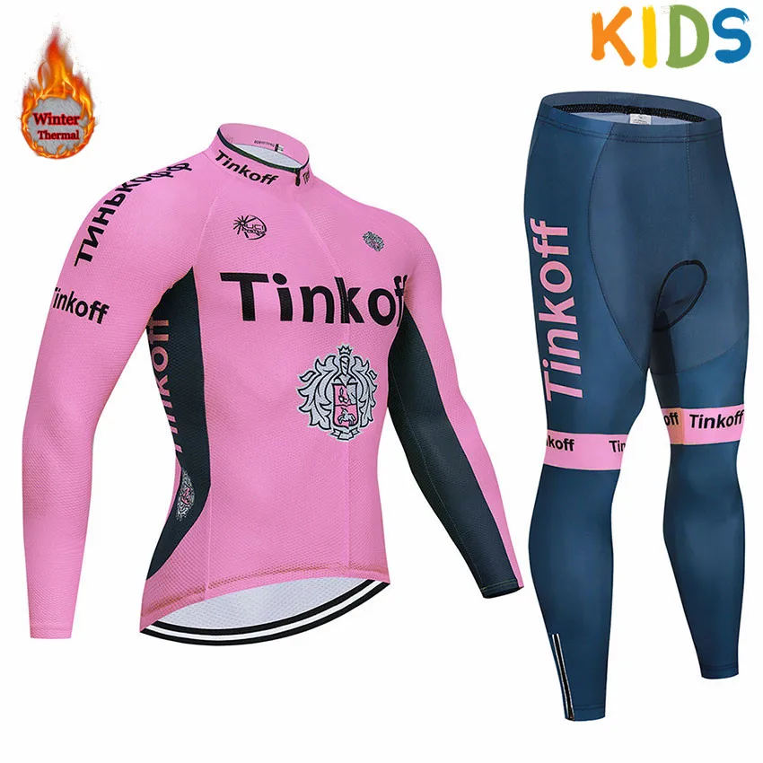 Детский комплект Tinkoff, теплая шерстяная велосипедная одежда для зимы, Джерси, одежда для велоспорта, спортивная одежда для велоспорта MTB, зимняя одежда - Цвет: 1