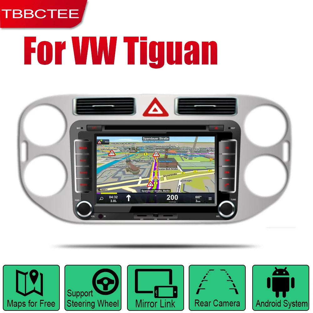 TBBCTEE Auto Radio 2 Din Android Car DVD Player For Volkswagen VW Tiguan 2007~2016 GPS Navigation BT Wifi Map Multimedia system |