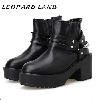 

LEOPARD LAND Autumn Winter Women Platfrom Boot Classic Thick Bottom Waterproof Platform High Heel Nightclub High Heel Boots JXQ