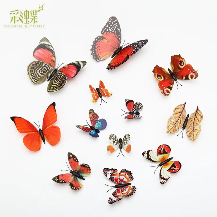 Stereo Model Butterfly Wall Stickers Set Creative Magnetic Refrigerator Sticker PVC Cross Border Wall Stickers Creative Magnetic