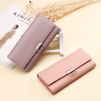 

Women Long Wallets Coin Purse Card Holders Storage Money Bag Multifunctional Solid Hasp Wallet PU Leather Standard Wallets
