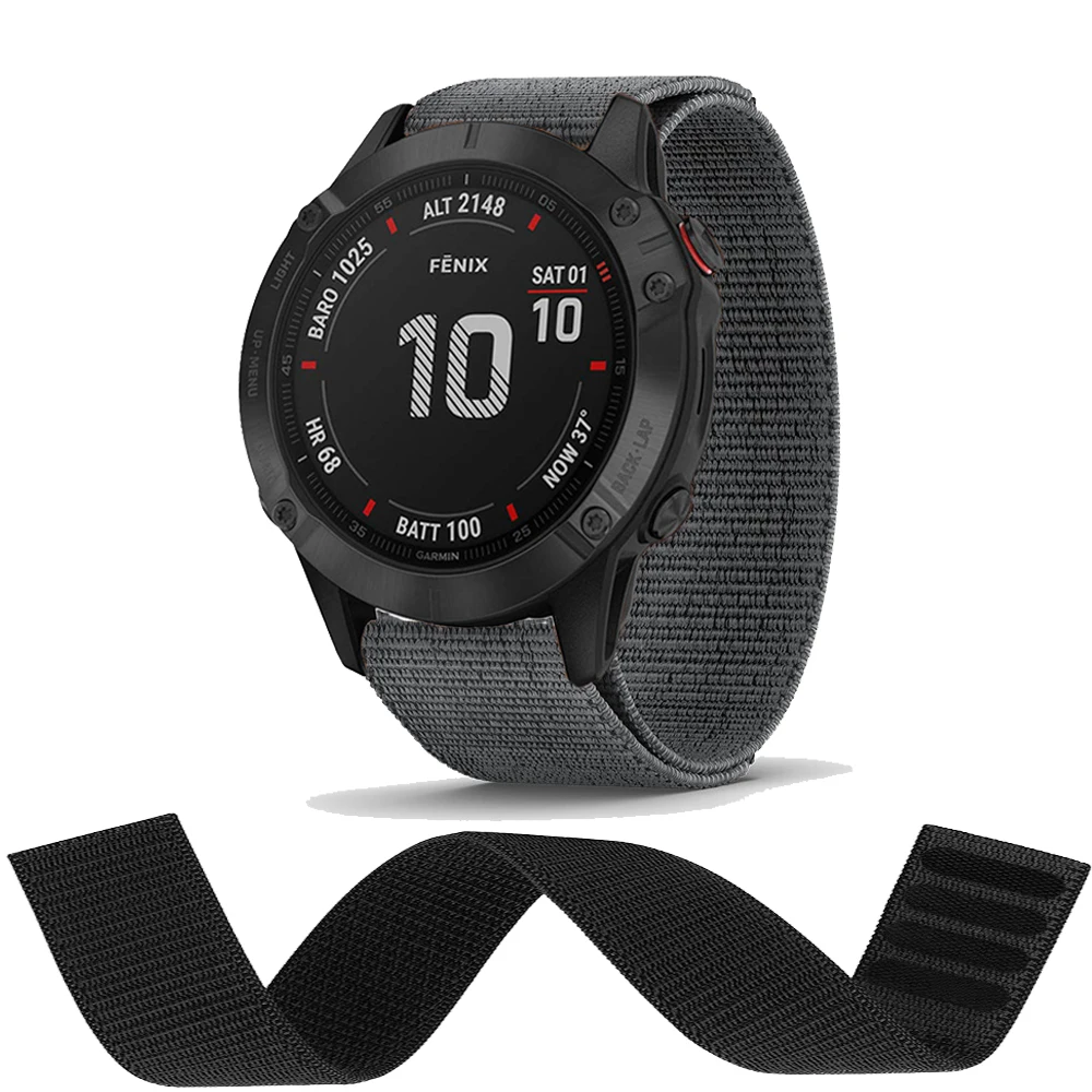 22mm Quick Easy Fit Nylon Loop Watchband For Garmin Fenix 7 6 Fenix 5