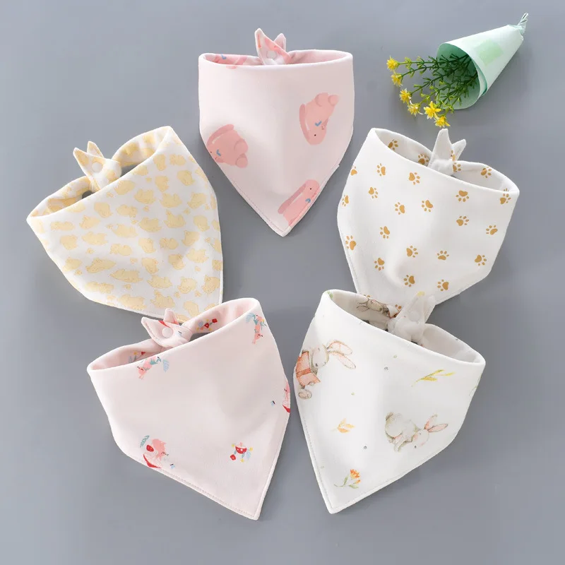 5Pcs Baby Bibs Soft Cotton Animals Baby Drool Bibs Triangle Scarf Comfortable Drooling and Teething Towel Saliva Towel born baby accessories	 Baby Accessories