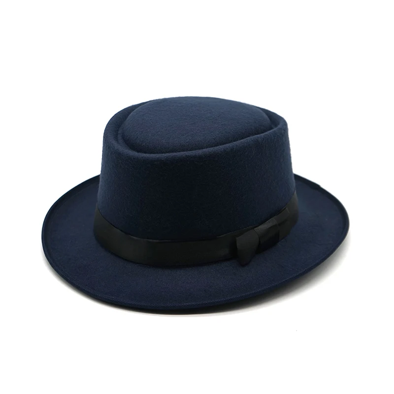 Зимняя Панама, женские элегантные фетровые шапки, мужские винтажные шляпы Трилби с широкими полями, фетровые кепки с лентой, Chapeau Homme Feutre - Цвет: 1
