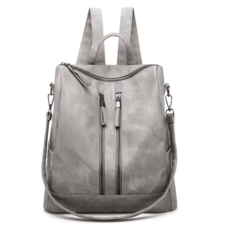Женские рюкзаки из искусственной кожи, школьные сумки, противоугонные для женщин, высокое качество, Книжная сумка, милый рюкзак, женские дизайнерские сумки на плечо - Цвет: Серый